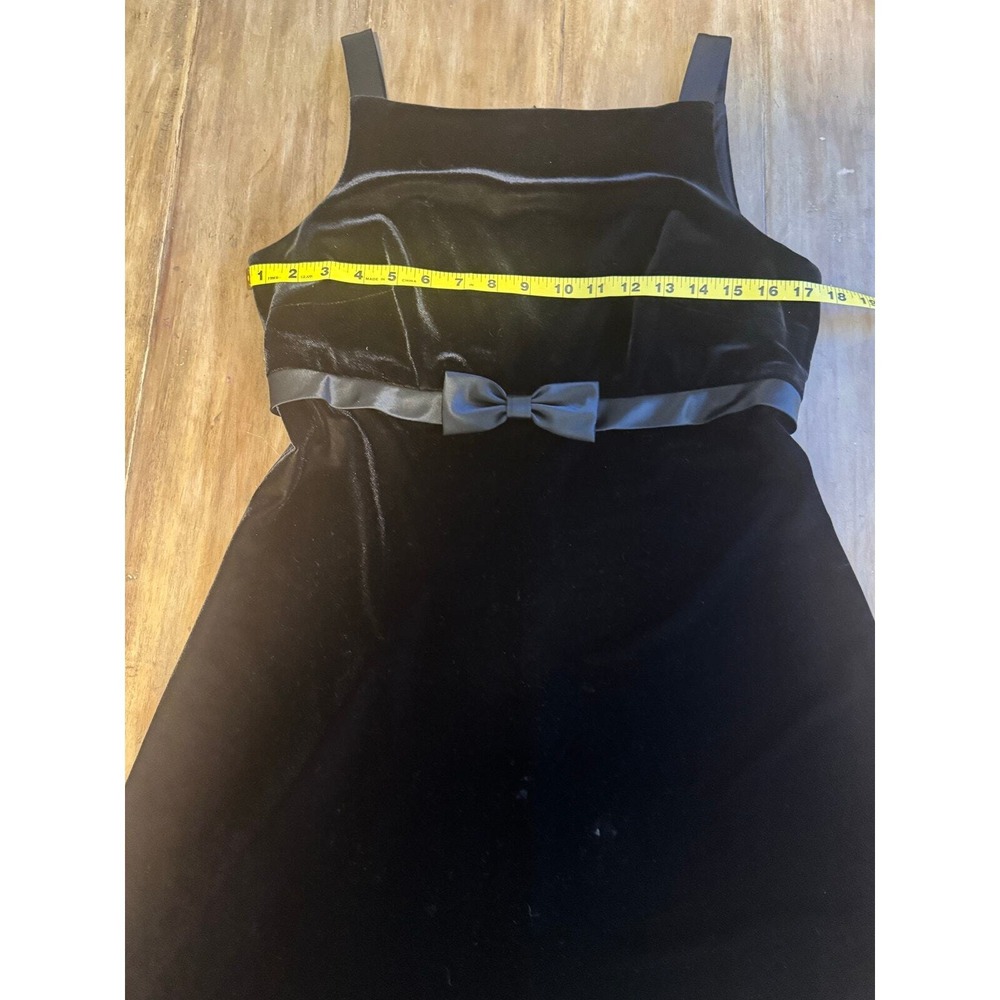 Laundry Shelli Segal Vintage 90s Black Velvet Bow Mini Dress Sz 12 Goth Coquette - Picture 7 of 7